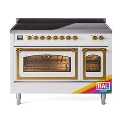 ILVE UNI486NMPRAG Nostalgie II Noblesse 48 inch Induction Range (Triple Glass Door, RAL, Brass)