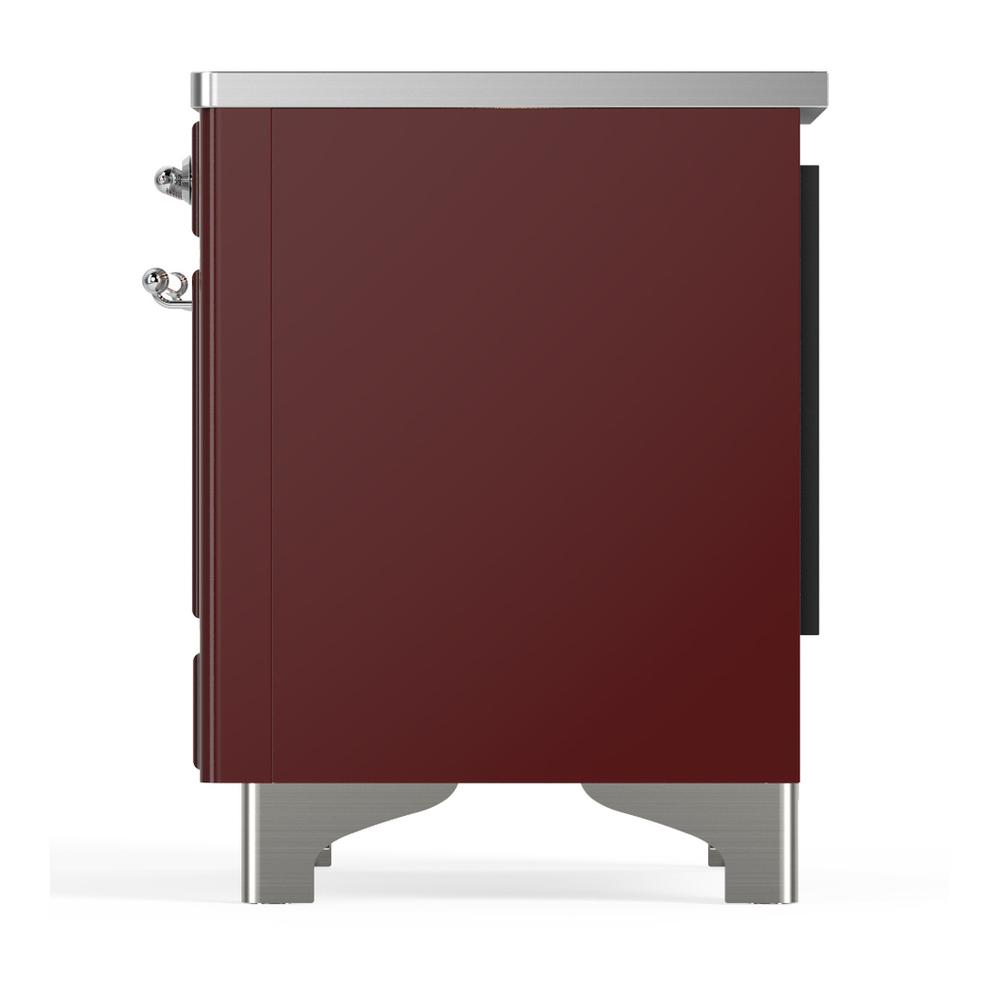 ILVE UMDIB40QNR3BUC Majestic III 40 inch Induction Range with 6 Elements, 3.82 cu. ft. Total Oven Capacity (Solid Door, Burgundy, Chrome)