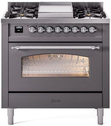 Nostalgie II 36 Inch Dual Fuel Liquid Propane Freestanding Range in Matte Graphite with Chrome Trim