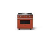36"W. Sealed Burner Gas Range (Burner: 4g, Finish: Spiced Cider, Trim: Brushed Brass, Fuel: Propane)