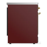 ILVE UMIB30QNR3BUG Majestic III 30 inch Induction Range with 4 Elements, 4 cu. ft. Oven Capacity (Solid Door, Burgundy, Brass)