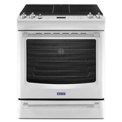 White Ice Maytag® 5.8 cu. ft. Front Control Gas Range with the FIT System