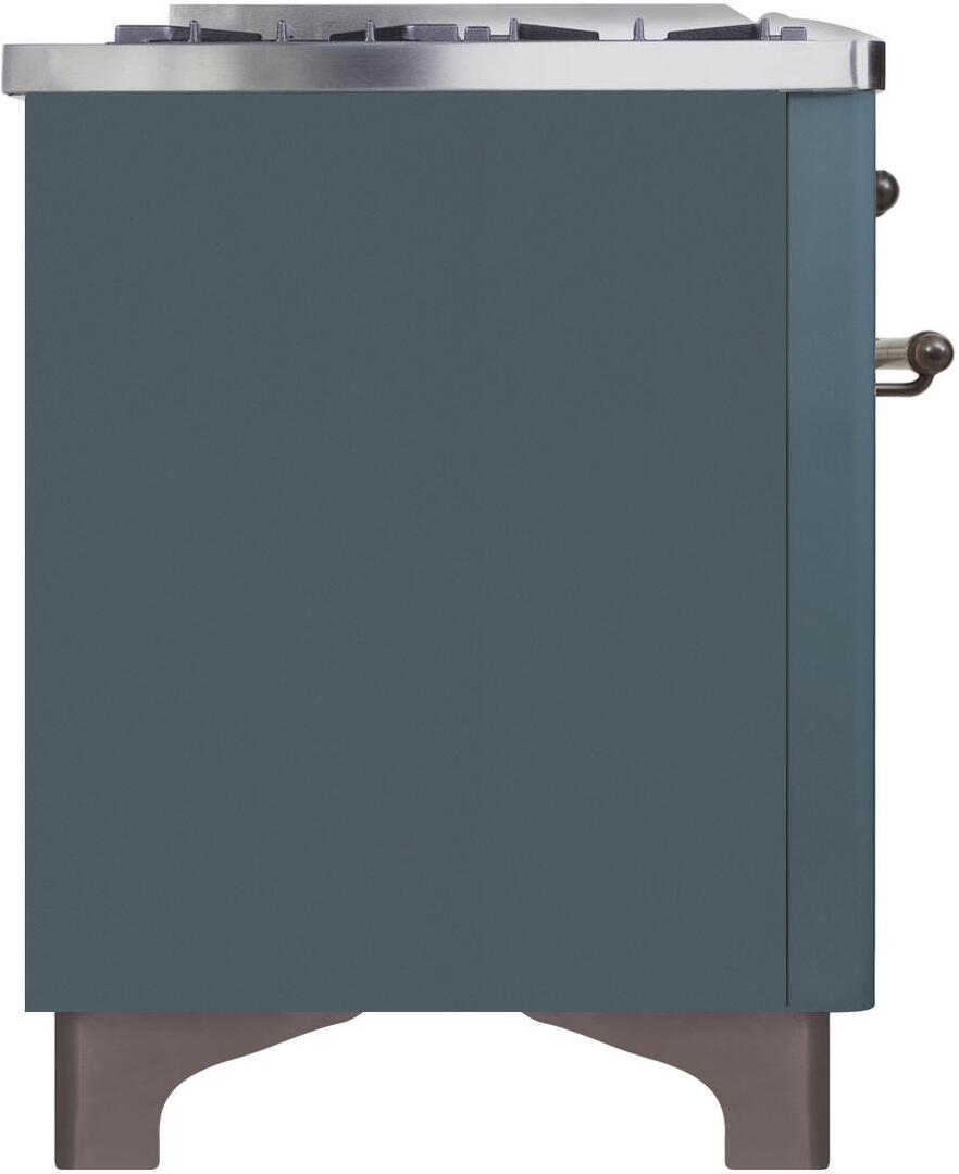 Majestic II 60 Inch Dual Fuel Natural Gas Freestanding Range in Blue Grey with Bronze Trim