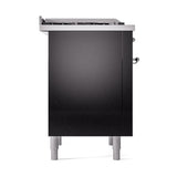 ILVE UN36FQNMPBKCLP Nostalgie II Noblesse 36 inch Dual Fuel Range (Liquid Propane, Solid Door, Glossy Black, Chrome)