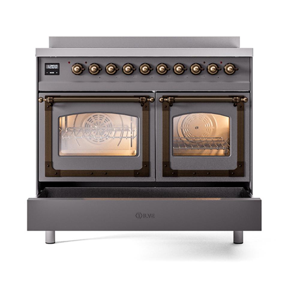 ILVE UNDI406NMPMGB Nostalgie II Noblesse 40 inch Induction Range (Triple Glass Door, Graphite Matte, Burnished)