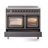 ILVE UNDI406NMPMGB Nostalgie II Noblesse 40 inch Induction Range (Triple Glass Door, Graphite Matte, Burnished)