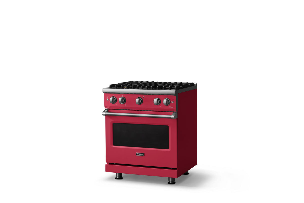 30"W. Sealed Burner Gas Range (Finish: Valentine, Trim: Polished Chrome, Fuel: Natural Gas)