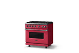 36"W. Sealed Burner Gas Range (Burner: 6b, Finish: Valentine, Trim: Polished Chrome, Fuel: Natural Gas)
