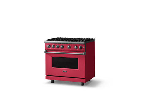 36"W. Sealed Burner Gas Range (Burner: 6b, Finish: Valentine, Trim: Polished Chrome, Fuel: Natural Gas)