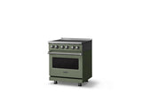 30"W. Induction Range (Finish: Eucalyptus, Trim: Polished Chrome)