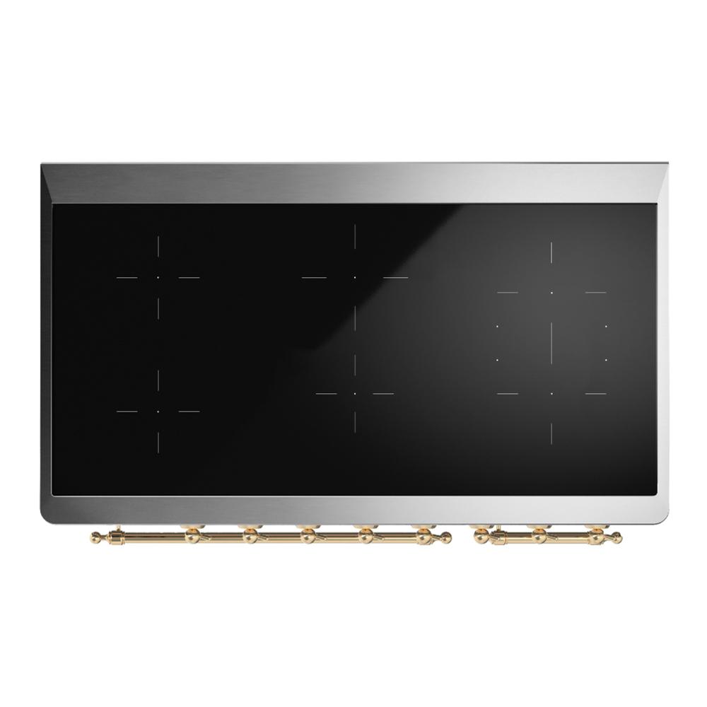 ILVE UMIB48QNR3EGG Majestic III 48 inch Induction Range with 6 Elements, 5.02 cu. ft. Total Oven Capacity (Solid Door, Emerald Green, Brass)