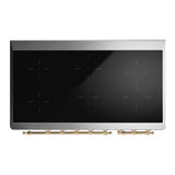 ILVE UMIB48QNR3EGG Majestic III 48 inch Induction Range with 6 Elements, 5.02 cu. ft. Total Oven Capacity (Solid Door, Emerald Green, Brass)