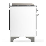 ILVE UM60FNR3WHC Majestic III 60 inch Dual Fuel Range with 9 Burners and Griddle, Dual Function Burner up to 25,000 BTU (Natural Gas, Triple Glass Door, White, Chrome)