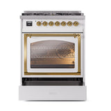 ILVE UN30NMPRAG Nostalgie II Noblesse 30 inch Dual Fuel Range (Natural Gas, Triple Glass Door, RAL, Brass)