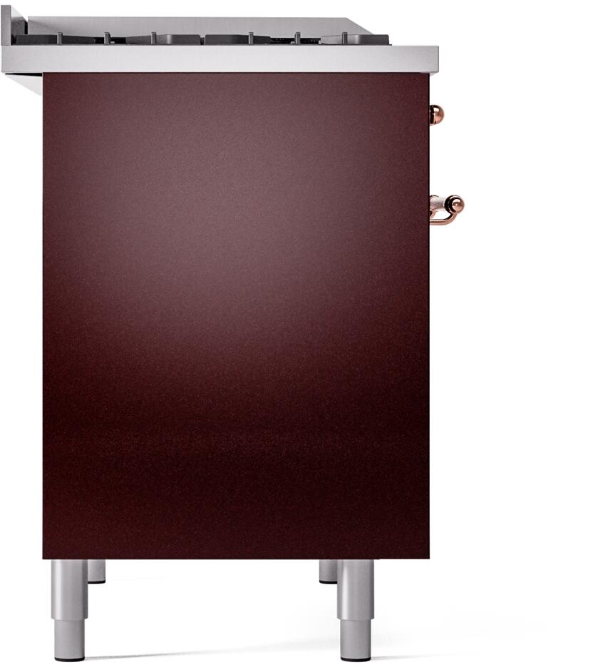 Nostalgie II 40 Inch Dual Fuel Liquid Propane Freestanding Range in Burgundy with Copper Trim