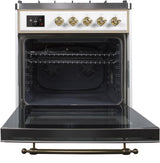 Majestic II 30 Inch Dual Fuel Natural Gas Freestanding Range in White with Brass Trim