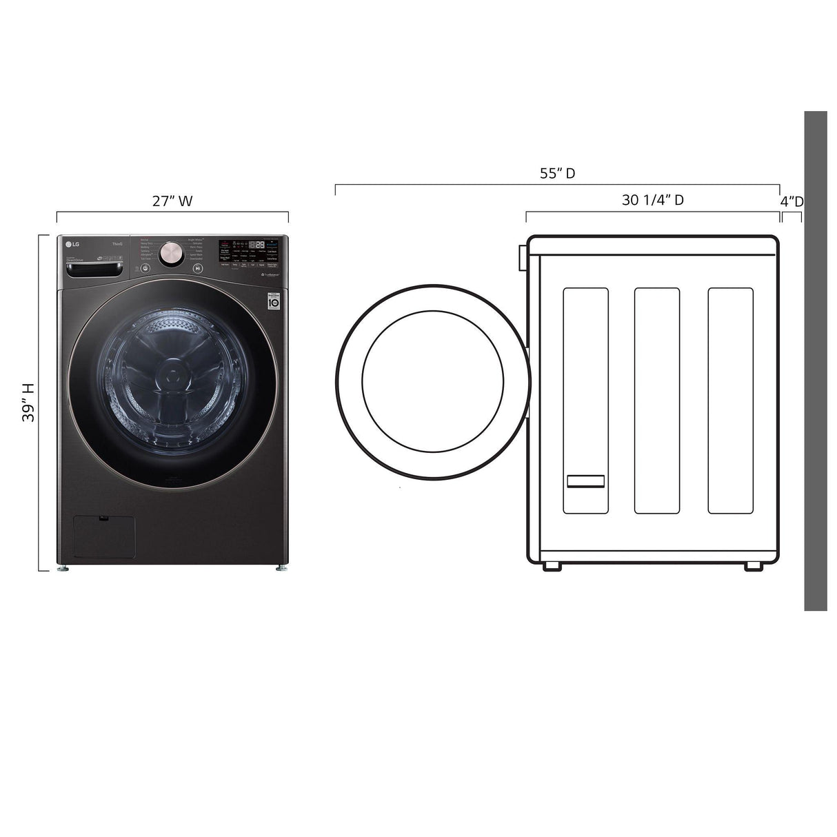 LG 4.5 cu. ft. Ultra Large Capacity Front Load Washer - Black Steel