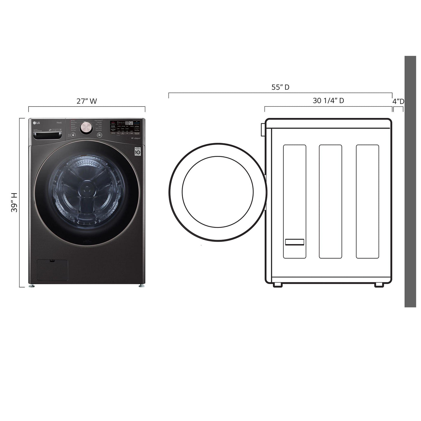 4.5 cu. ft. Ultra Large Capacity Front Load Washer - Black Steel