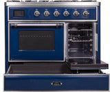 Majestic II 40 Inch Dual Fuel Liquid Propane Freestanding Range in Blue with Chrome Trim