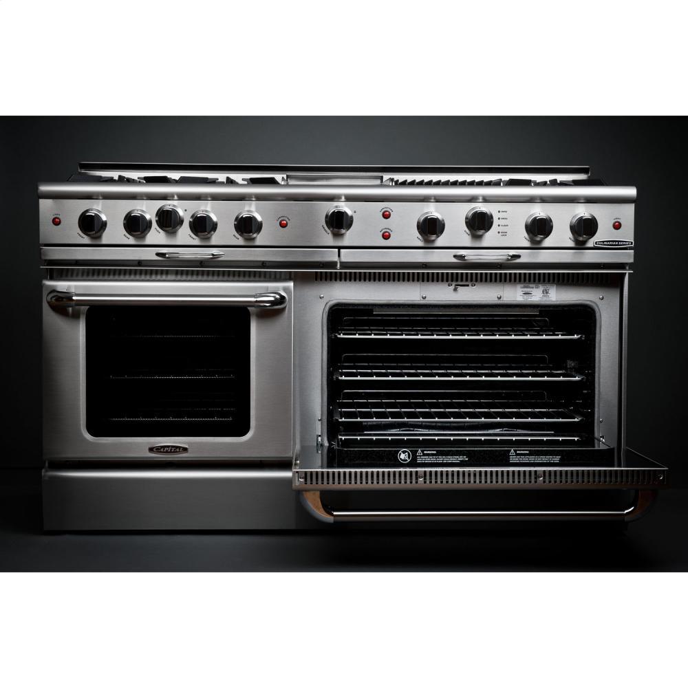 60" Gas Self Clean w/ Rotisserie, 8 Open Burners, 12" Broil Burner