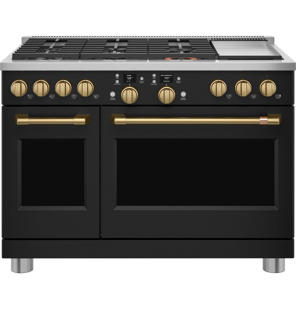 Café™ 48" Brushed Brass Handle & Knob Set for Pro Range and Rangetop