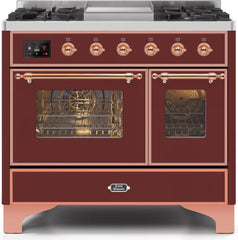 Majestic II 40 Inch Dual Fuel Liquid Propane Freestanding Range in Burgundy with Copper Trim