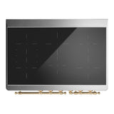 ILVE UMDIB40NR3EGG Majestic III 40 inch Induction Range with 6 Elements, 3.82 cu. ft. Total Oven Capacity (Triple Glass Door, Emerald Green, Brass)