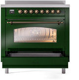 Nostalgie II 36 Inch Electric Freestanding Range in Emerald Green with Bronze Trim