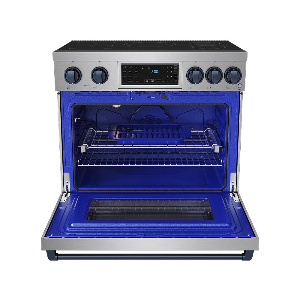 36 Inch Professional Induction Range With Tilt Panel Touch Control In Stainless Steel and Blue  Gordon Ramsay Series
