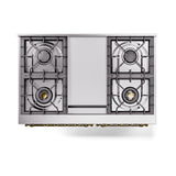ILVE UND40FQNMPBGG Nostalgie II Noblesse 40 inch Dual Fuel Range (Natural Gas, Solid Door, Blue Grey, Brass)