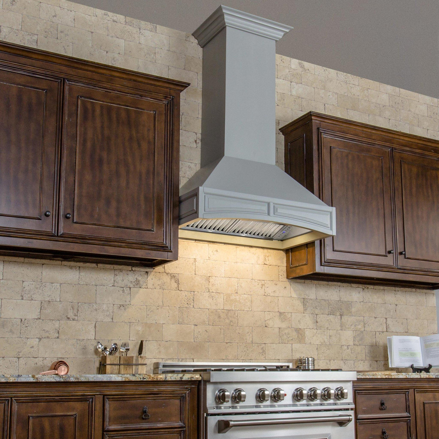 ZLINE 36" Wooden Wall Mount Range Hood in Gray - Includes Dual Remote Motor (321UU-RD-36) [Size: 36 Inch, CFM: 1200]