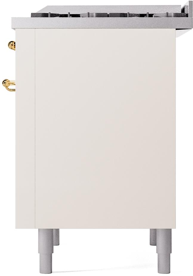 Nostalgie II 36 Inch Dual Fuel Natural Gas Freestanding Range in Antique White with Brass Trim