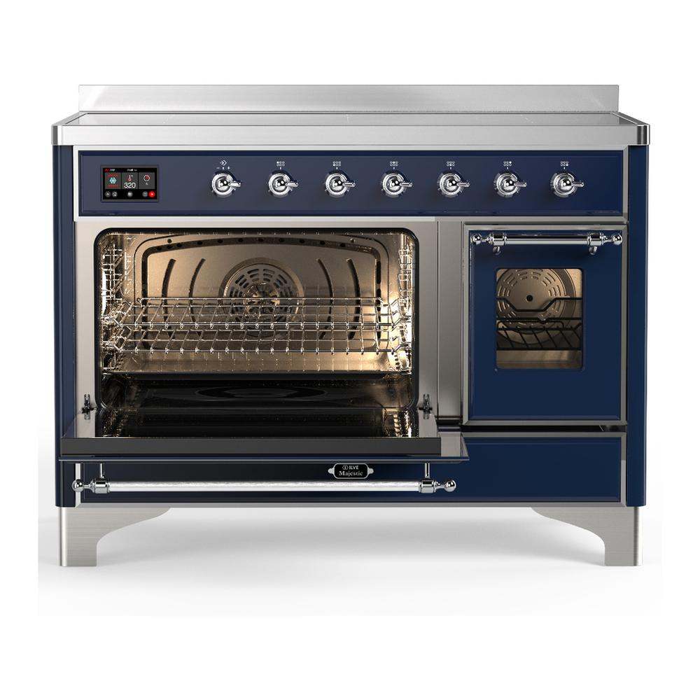 ILVE UMIB48NR3MBC Majestic III 48 inch Induction Range with 6 Elements, 5.02 cu. ft. Total Oven Capacity (Triple Glass Door, Midnight Blue, Chrome)