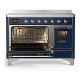 ILVE UMIB48NR3MBC Majestic III 48 inch Induction Range with 6 Elements, 5.02 cu. ft. Total Oven Capacity (Triple Glass Door, Midnight Blue, Chrome)