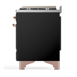 ILVE UMD40FQNR3BKP Majestic III 40 inch Dual Fuel Range with 6 Burners and Griddle, Dual Function Burner up to 25,000 BTU (Natural Gas, Solid Door, Glossy Black, Copper)