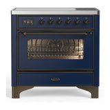 ILVE UMIB36NR3MBB Majestic III 36 inch Induction Range with 6 Elements, 3.5 cu. ft. Total Oven Capacity (Triple Glass Door, Midnight Blue, Burnished)