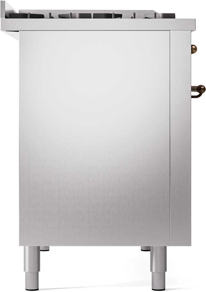 Nostalgie II 48 Inch Dual Fuel Natural Gas Freestanding Range in Stainless Steel with Bronze Trim