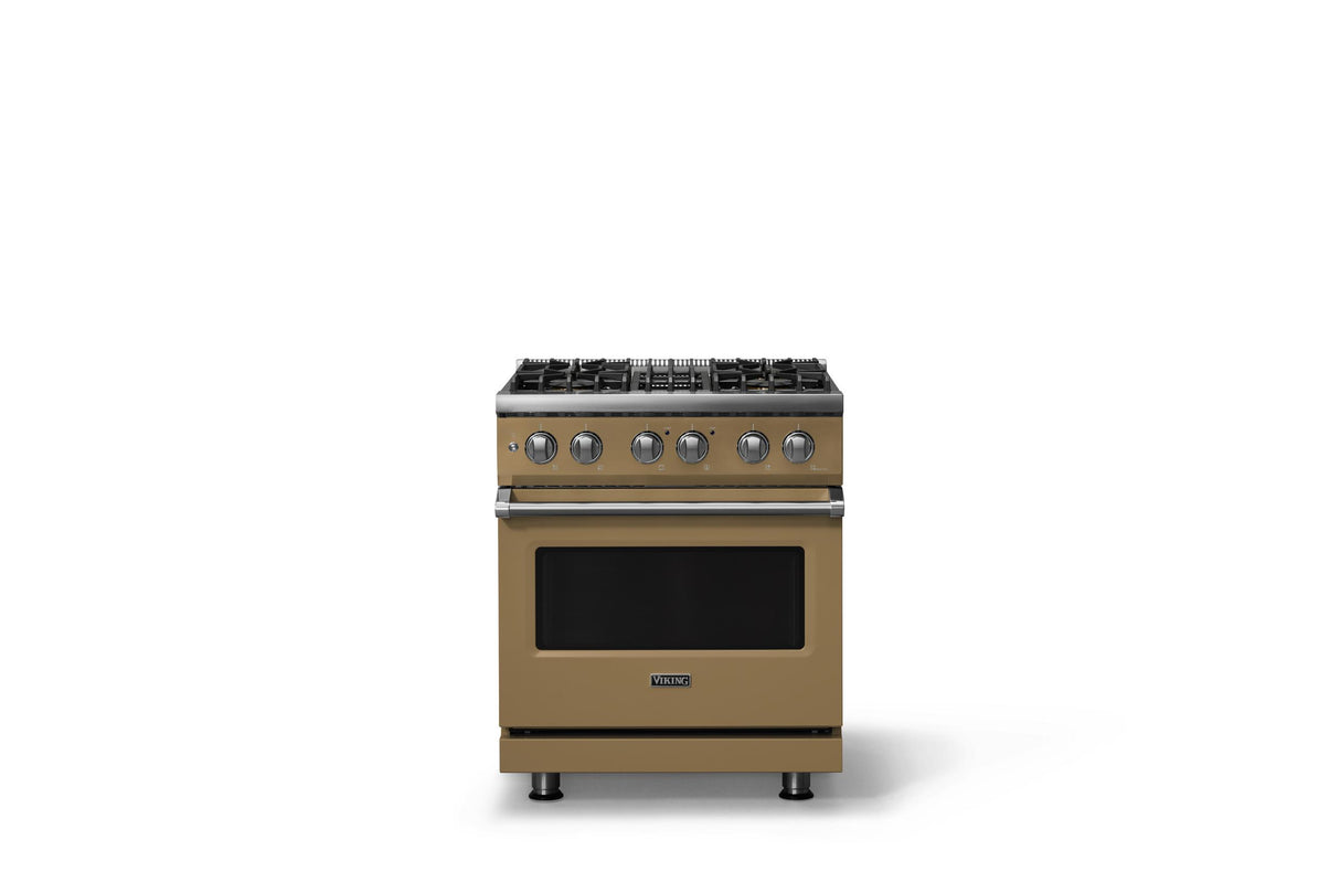 30"W. Dual Fuel Range (Finish: Golden Hour, Trim: Polished Chrome, Fuel: Natural Gas)