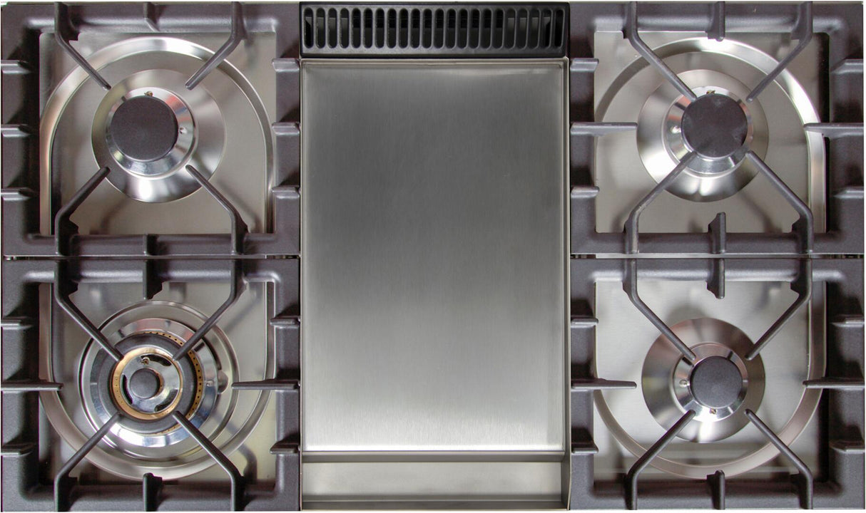 Nostalgie 40 Inch Dual Fuel Natural Gas Freestanding Range in Stainless Steel with Brass Trim