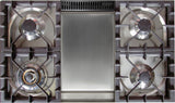 Nostalgie 40 Inch Dual Fuel Natural Gas Freestanding Range in Stainless Steel with Brass Trim