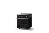 30"W. Electric Range (Finish: Onyx, Trim: Brushed Brass)