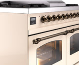 Nostalgie II 40 Inch Dual Fuel Natural Gas Freestanding Range in Antique White with Bronze Trim