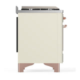 ILVE UM36FNR3AWPLP Majestic III 36 inch Dual Fuel Range with 6 Black Brass Burners and Griddle, Dual Function Burner up to 25,000 BTU (Triple Glass Door, Antique White, Copper, Liquid Propane)