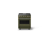 30"W. Dual Fuel Range (Finish: Martini, Trim: Brushed Brass, Fuel: Natural Gas)