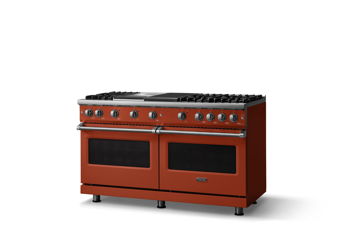60"W. Sealed Burner Gas Range (Finish: Spiced Cider, Trim: Polished Chrome, Fuel: Natural Gas)