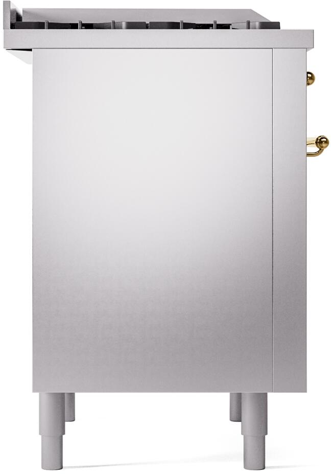 Nostalgie II 36 Inch Dual Fuel Liquid Propane Freestanding Range in Stainless Steel with Brass Trim