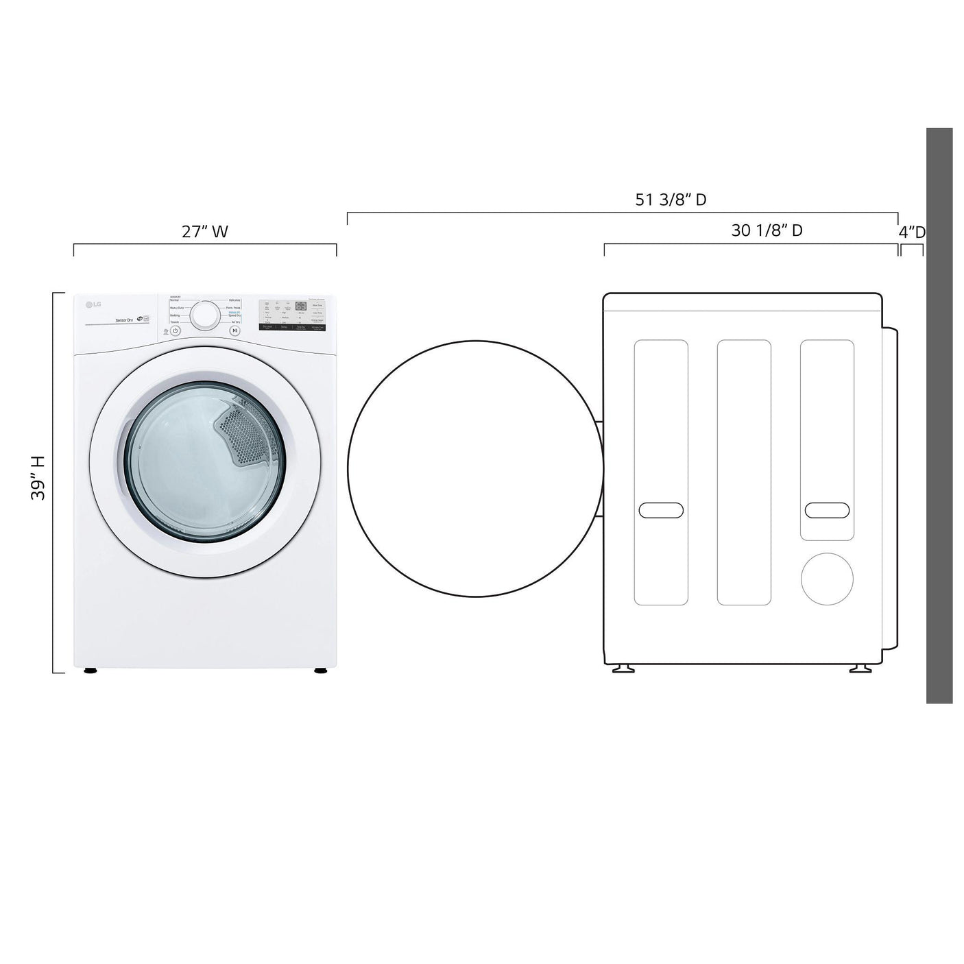 7.4 cu. ft. Ultra Large Capacity Front Load Gas Dryer - White