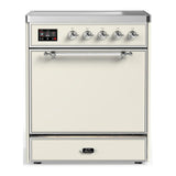 ILVE UMIB30QNR3AWC Majestic III 30 inch Induction Range with 4 Elements, 4 cu. ft. Oven Capacity (Solid Door, Antique White, Chrome)
