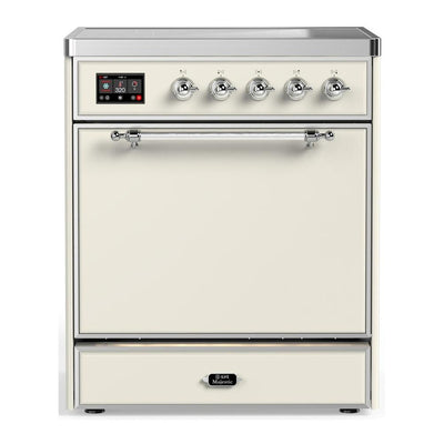 ILVE UMIB30QNR3AWC Majestic III 30 inch Induction Range with 4 Elements, 4 cu. ft. Oven Capacity (Solid Door, Antique White, Chrome)