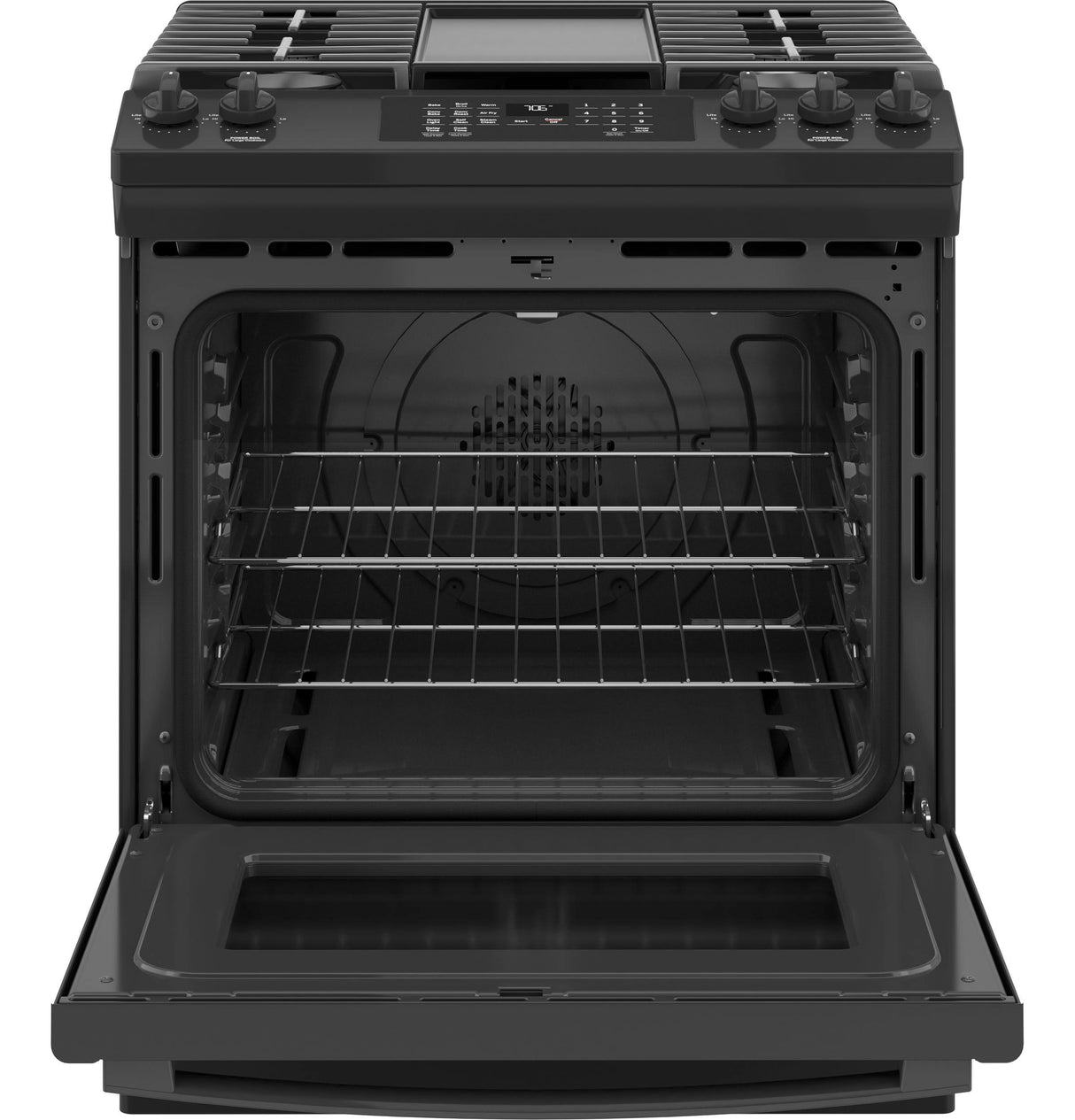 GE® 30" Slide-In Front-Control Convection Gas Range with No Preheat Air Fry